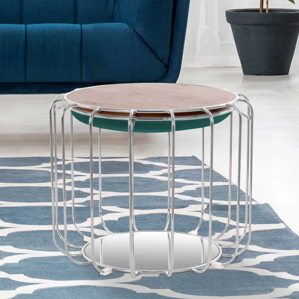 Designer Hocker in Grün Samt - Mundary