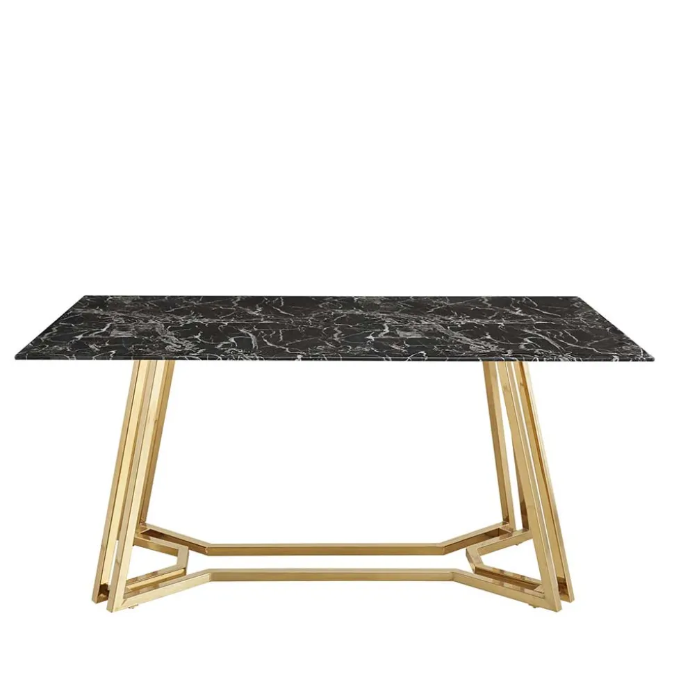 Designer Tisch mit Glasplatte in Marmor Optik - Mooney