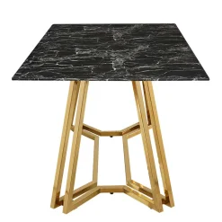 Designer Tisch mit Glasplatte in Marmor Optik - Mooney