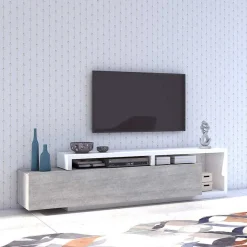 Designer TV Anbauwand in Betonoptik - Venatio (dreiteilig)
