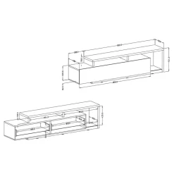 Designer TV Anbauwand in Betonoptik - Venatio (dreiteilig)