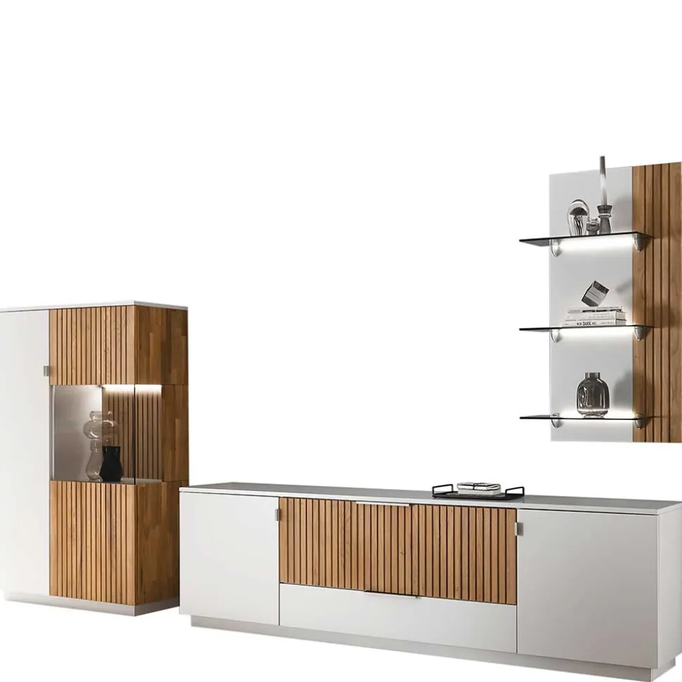 Designer TV Wohnwand in Weiß - Miloris (dreiteilig)