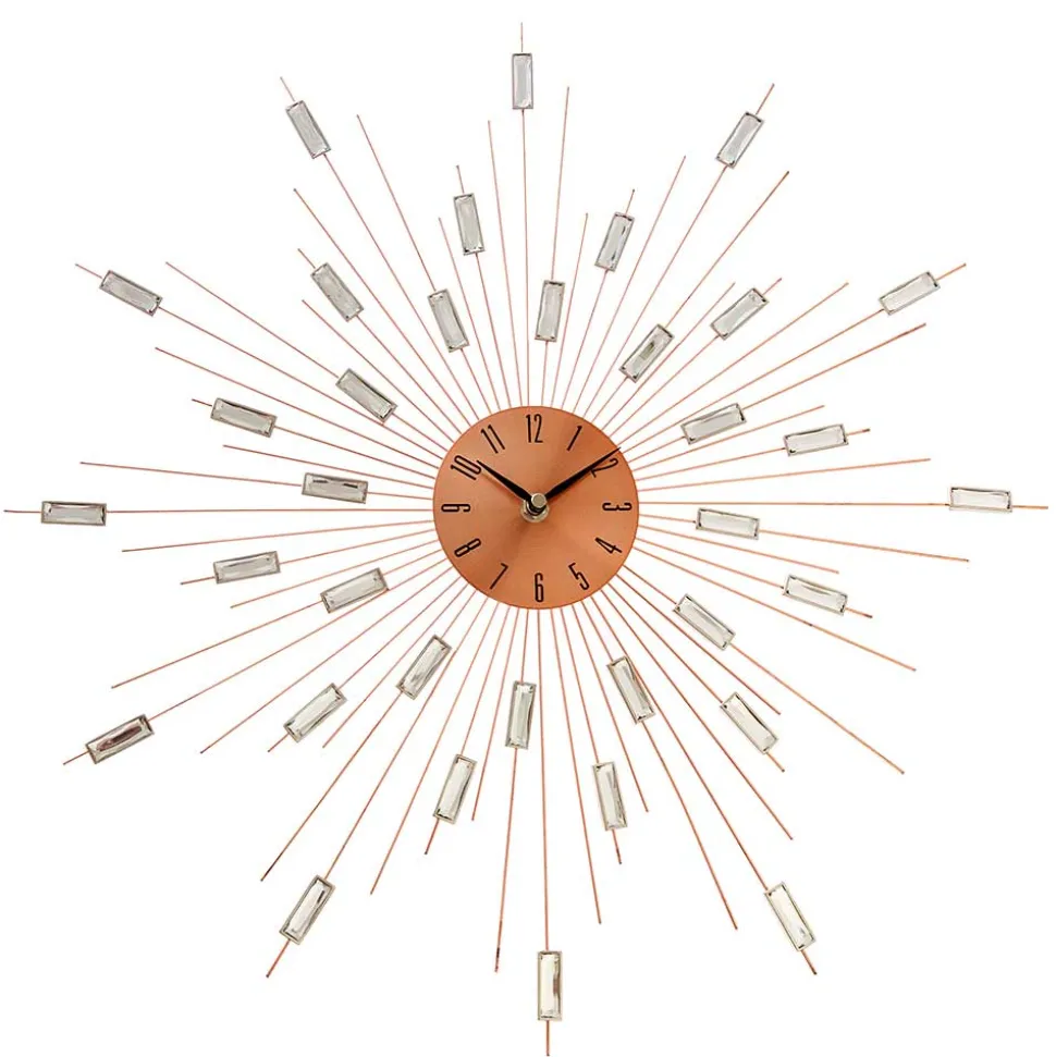 Designer Wanduhr in Kupfer mit Acrylglas Steinen - Rodrico