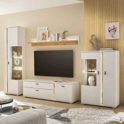 Designer Wohnwand mit LED Beleuchtung - Racelyn (vierteilig)