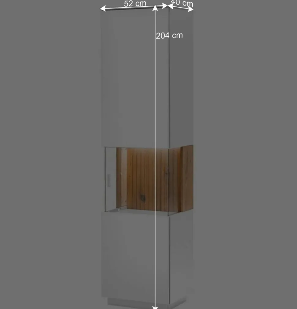 Designer Wohnzimmervitrine in Weiß und Eiche Bianco - Miloris