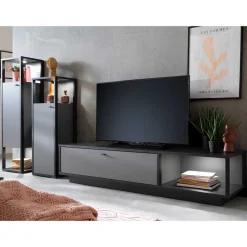 Designer-Wohnwand Möbel in Grau - Ridona (dreiteilig)