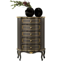 Design-Hochkommode in Dunkelbraun und Gold - Numrek