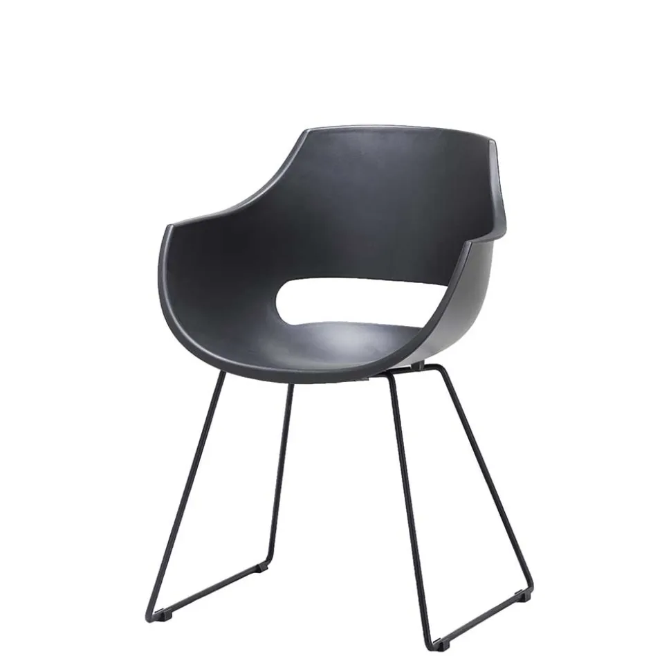 Designstühle mit Armlehnen in Grau - Lewis (4er Set)