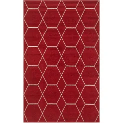 Designteppich in Rot und Creme - Kermita