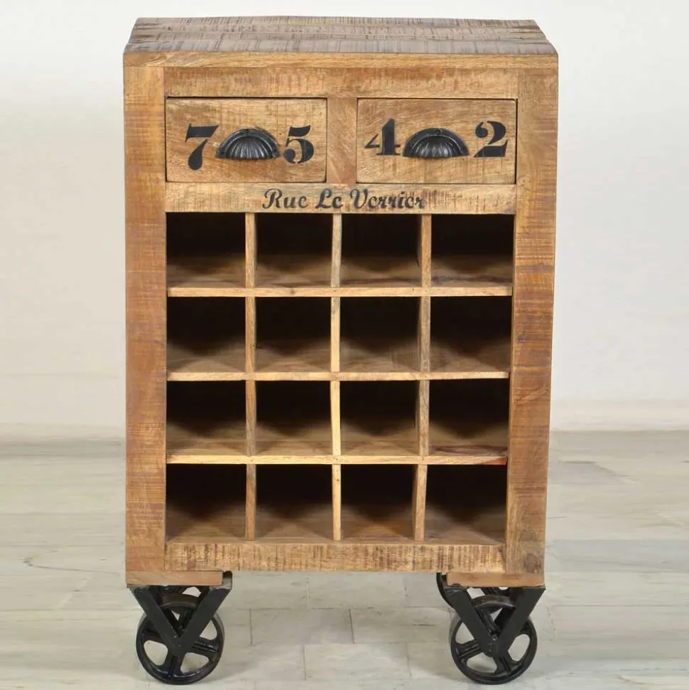 Design-Weinregal Indri aus Mangoholz