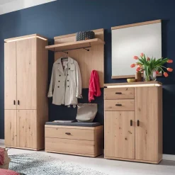 Dielen Einrichtung in Eiche Bianco - Arkadiuz (fünfteilig)