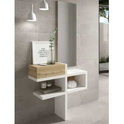 Dielen Möbel & Spiegel in Weiß & Wildeiche - Polaris (zweiteilig)