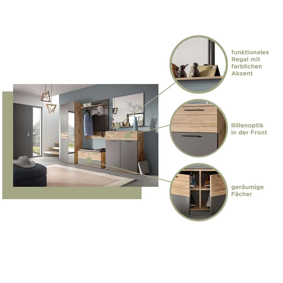 Dielenspiegel mit Ablage in Wildeiche NB - Depart