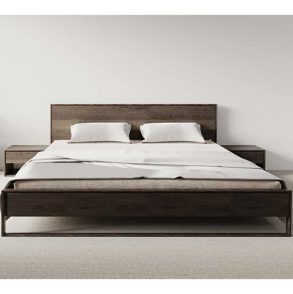 Doppelbett Bettgestell aus Eiche in Braun - Vasteca