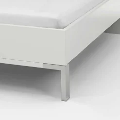 Doppelbett Elburg mit Polsterkopfteil in Grau Braun