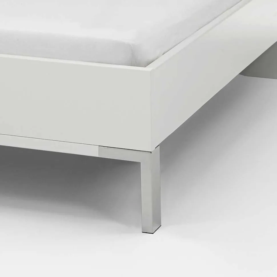 Doppelbett Elburg mit Polsterkopfteil in Grau Braun