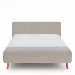 Doppelbett mit Bettkasten in Beige Webplüsch - Samuele