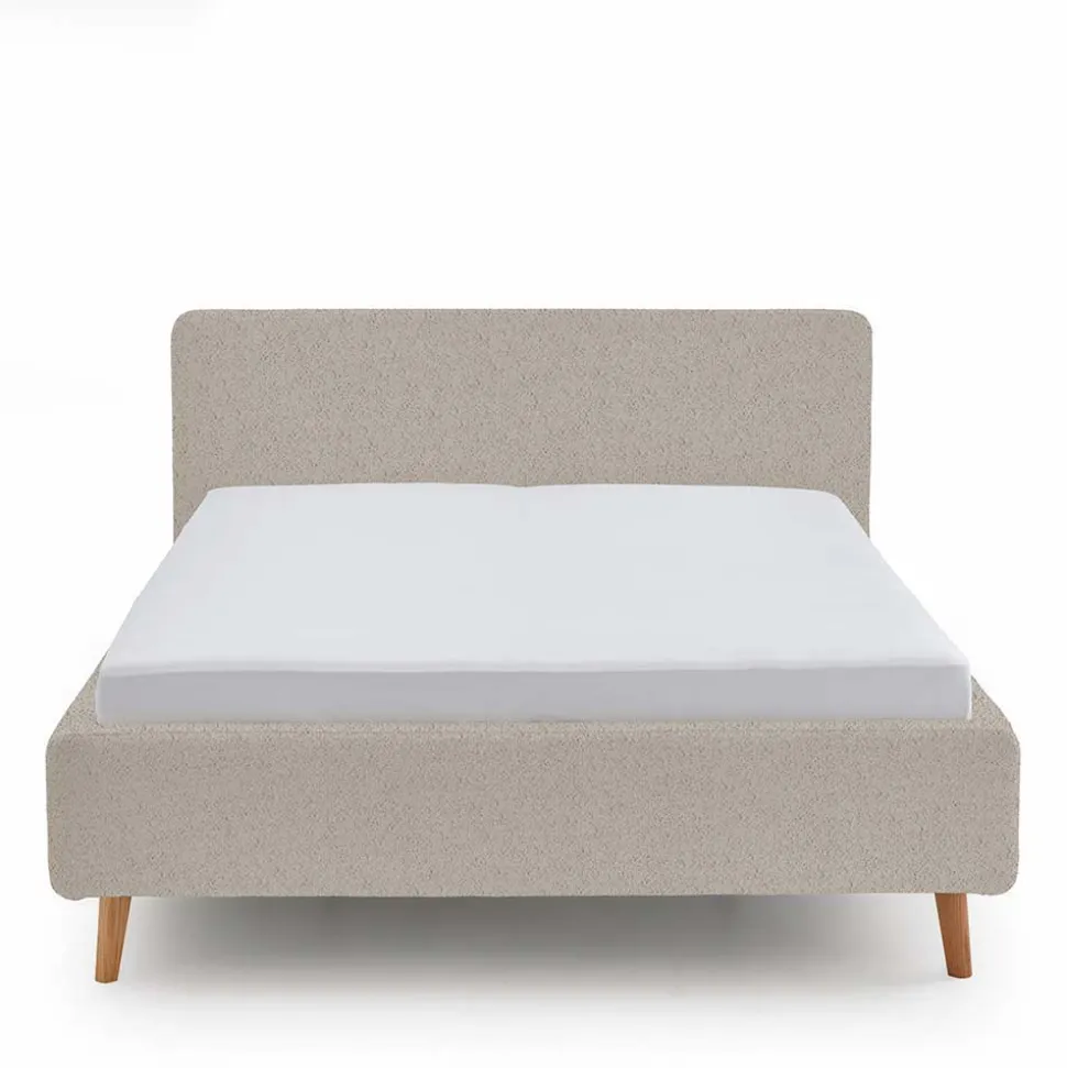 Doppelbett mit Bettkasten in Beige Webplüsch - Samuele