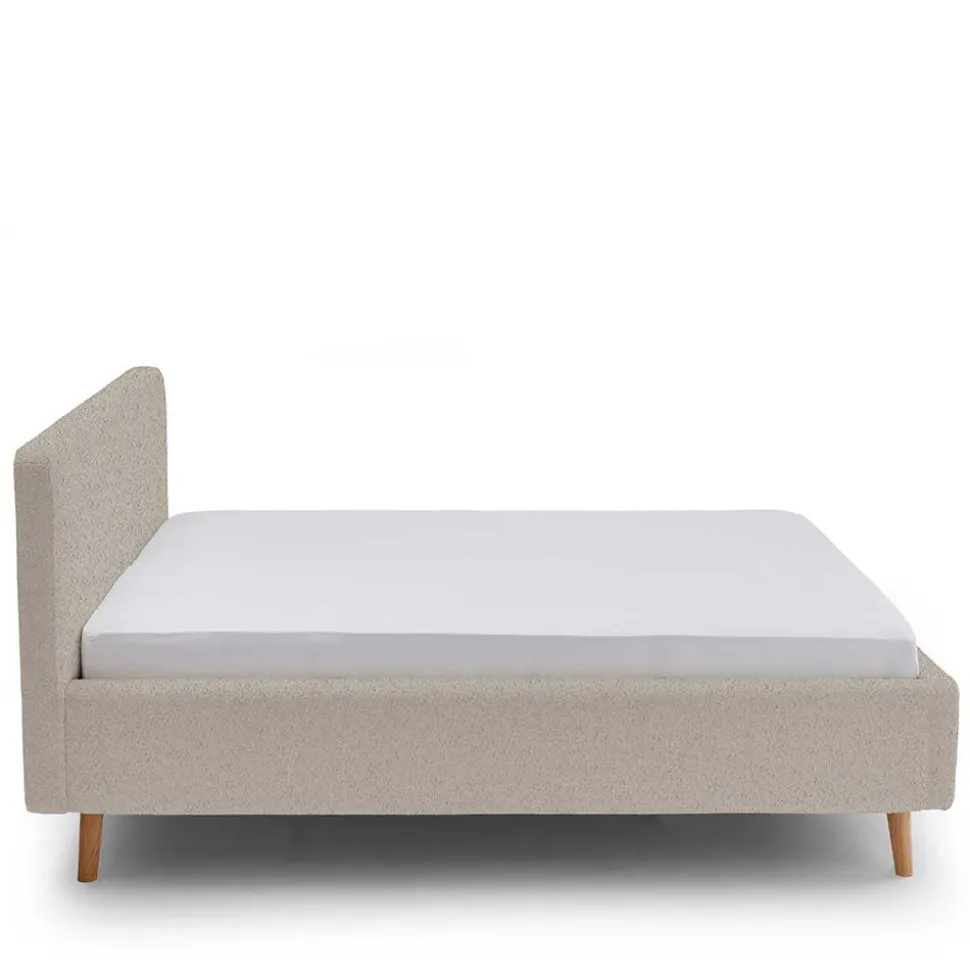 Doppelbett mit Bettkasten in Beige Webplüsch - Samuele