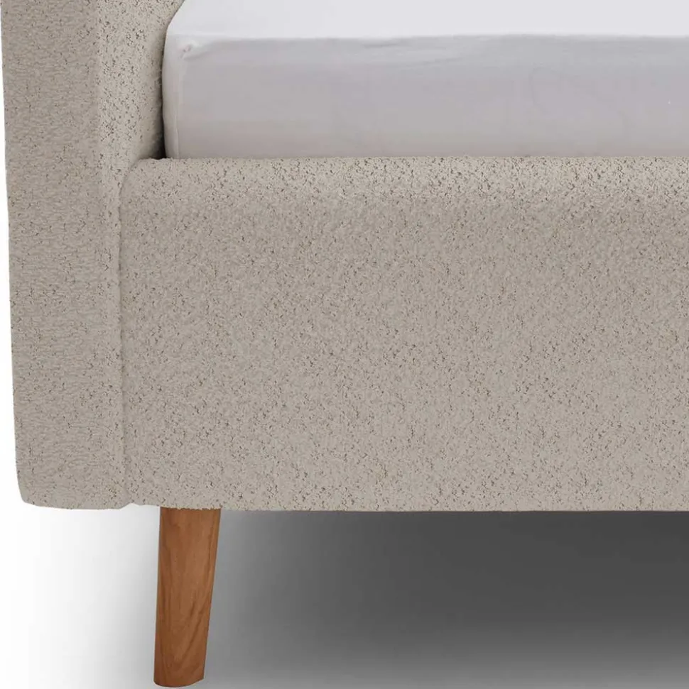 Doppelbett mit Bettkasten in Beige Webplüsch - Samuele