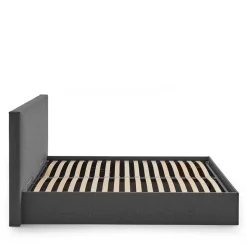 Doppelbett mit Stauraum in Anthrazit Stoff - Clarford