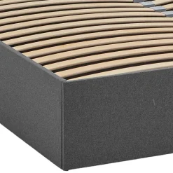 Doppelbett mit Stauraum in Anthrazit Stoff - Clarford