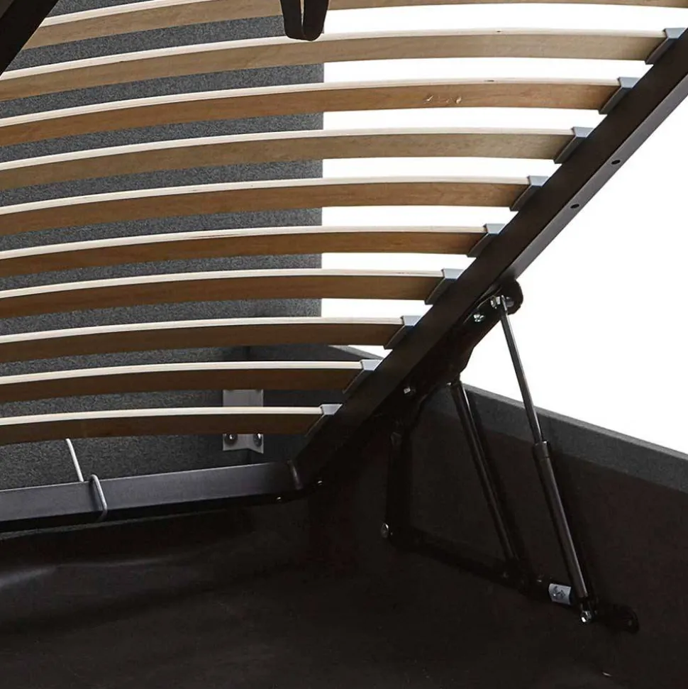 Doppelbett mit Stauraum in Anthrazit Stoff - Clarford