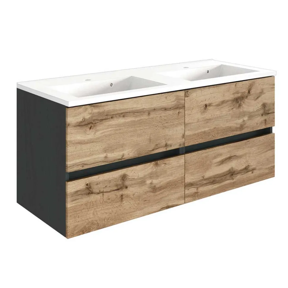 Doppel-Waschplatz & Badezimmerschränke - Endely (dreiteilig)