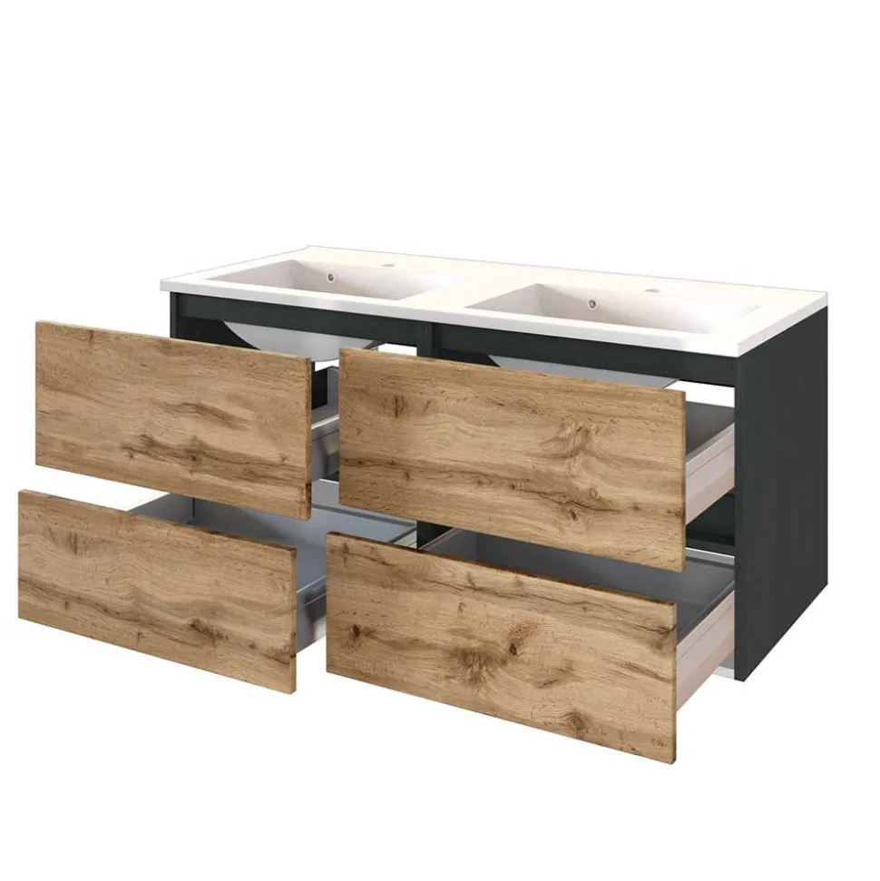 Doppel-Waschplatz & Badezimmerschränke - Endely (dreiteilig)