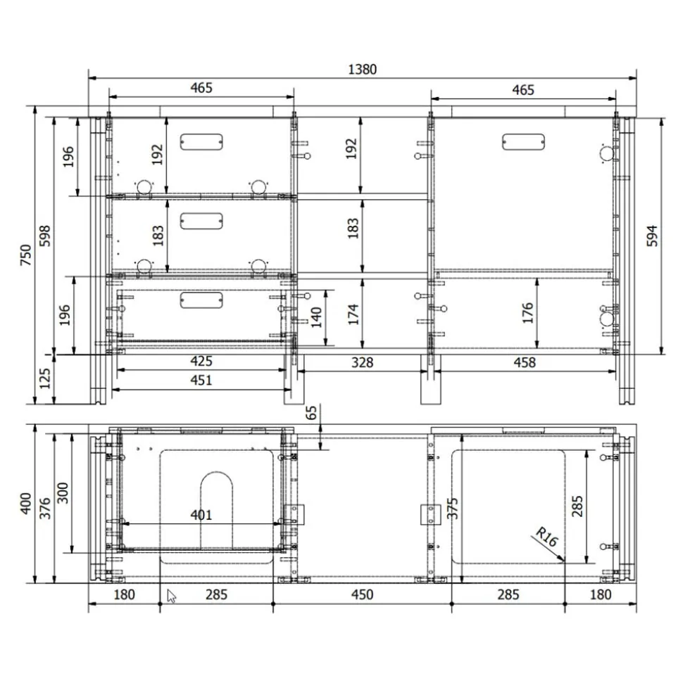 Doppel-Waschplatz & zwei Spiegel - Forawas (dreiteilig)