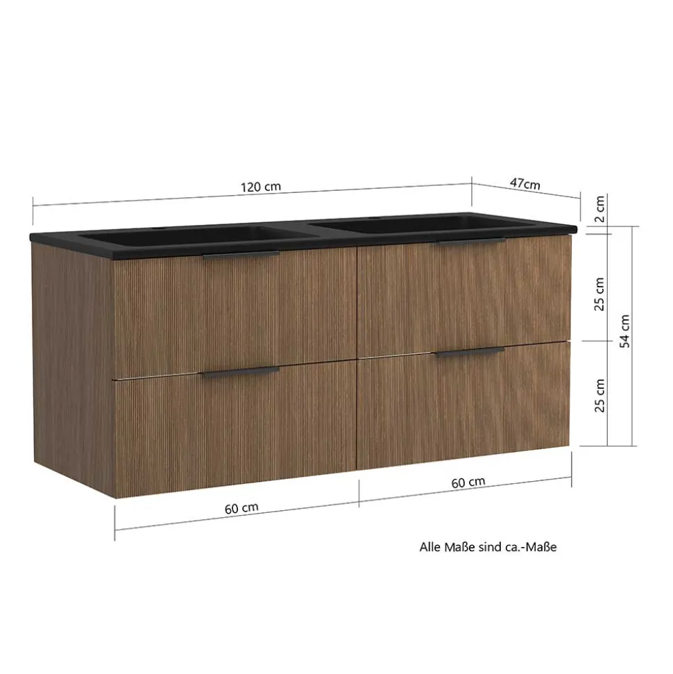 Doppelwaschtisch mit schwarzem Becken - Ucaida