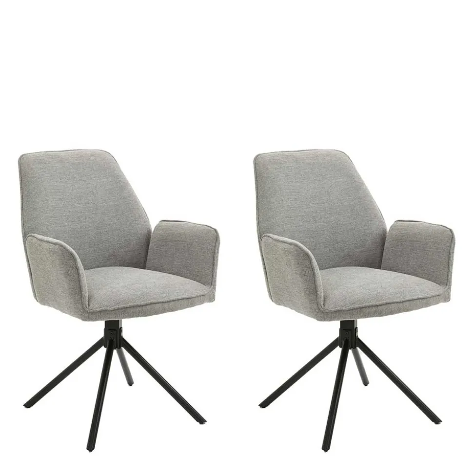 Drehbare Armlehnen-Stühle in Grau - Satyno (2er Set)