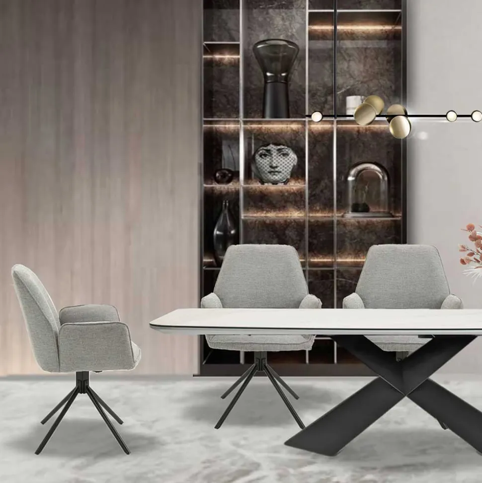 Drehbare Armlehnen-Stühle in Grau - Satyno (2er Set)