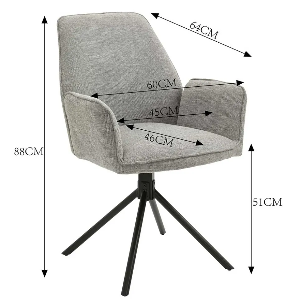 Drehbare Armlehnen-Stühle in Grau - Satyno (2er Set)