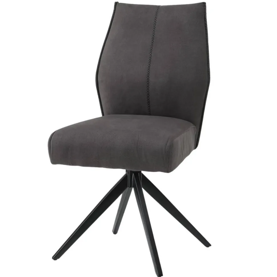 Drehbare Polsterstühle in Dunkelgrau - Aturin (2er Set)
