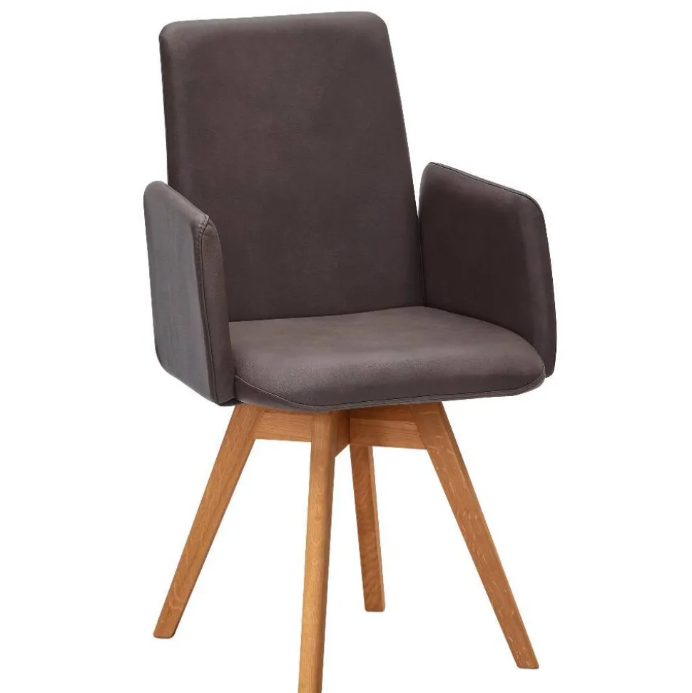 Drehbarer Armlehnen-Stuhl in Dunkelbraun - Palma