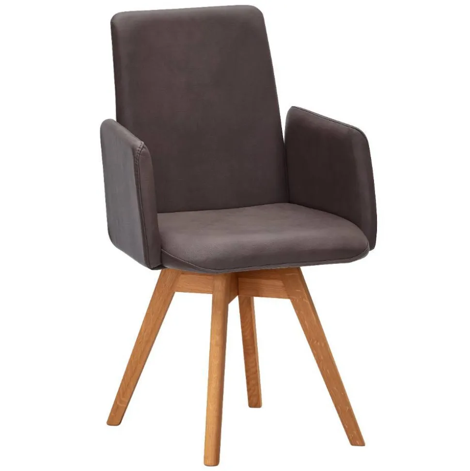 Drehbarer Armlehnen-Stuhl in Dunkelbraun - Palma