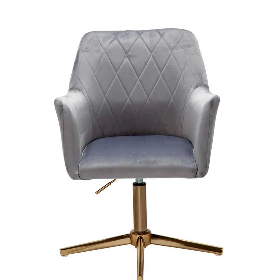 Drehbarer Armlehnenstuhl aus grauem Samt - Iniziola