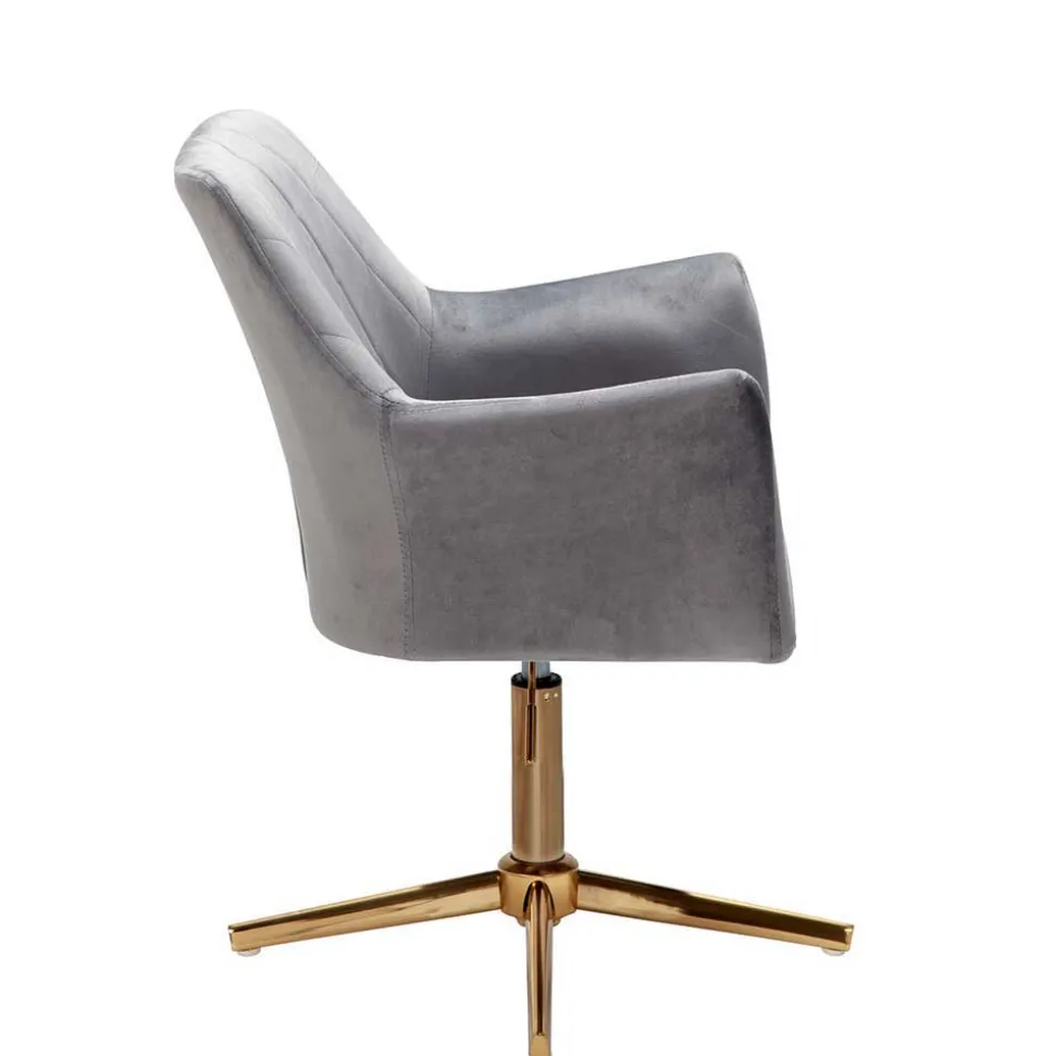 Drehbarer Armlehnenstuhl aus grauem Samt - Iniziola