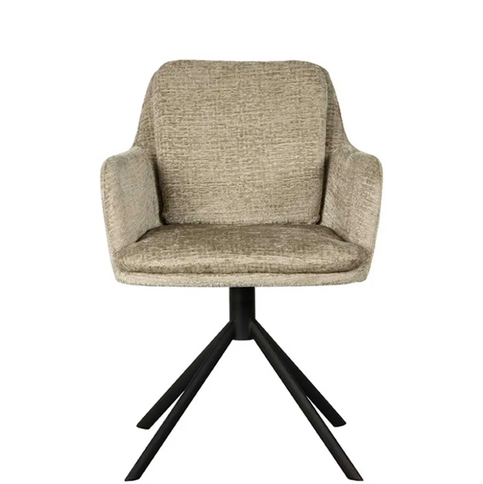 Drehbarer Armlehnenstuhl in Beige Samt - Maylon