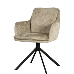 Drehbarer Armlehnenstuhl in Beige Samt - Maylon
