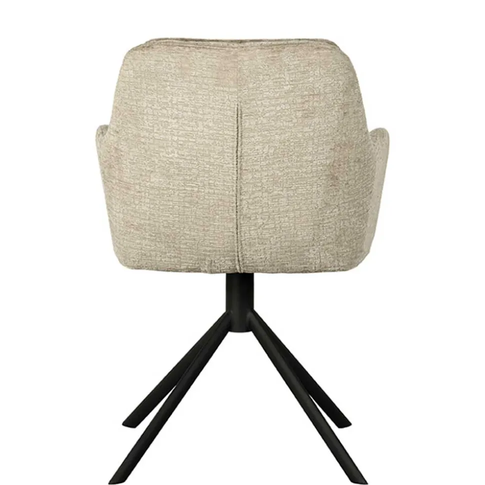 Drehbarer Armlehnenstuhl in Beige Samt - Maylon