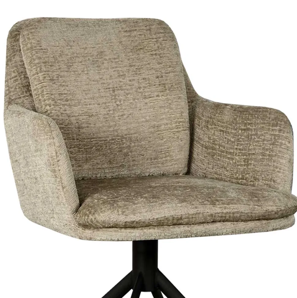 Drehbarer Armlehnenstuhl in Beige Samt - Maylon