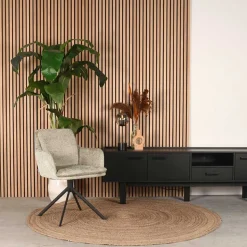 Drehbarer Armlehnenstuhl in Beige Samt - Maylon