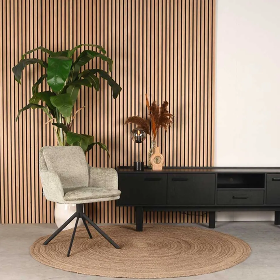 Drehbarer Armlehnenstuhl in Beige Samt - Maylon