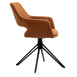 Drehbarer Armlehnenstuhl in Cognac Braun - Cabelia (2er Set)