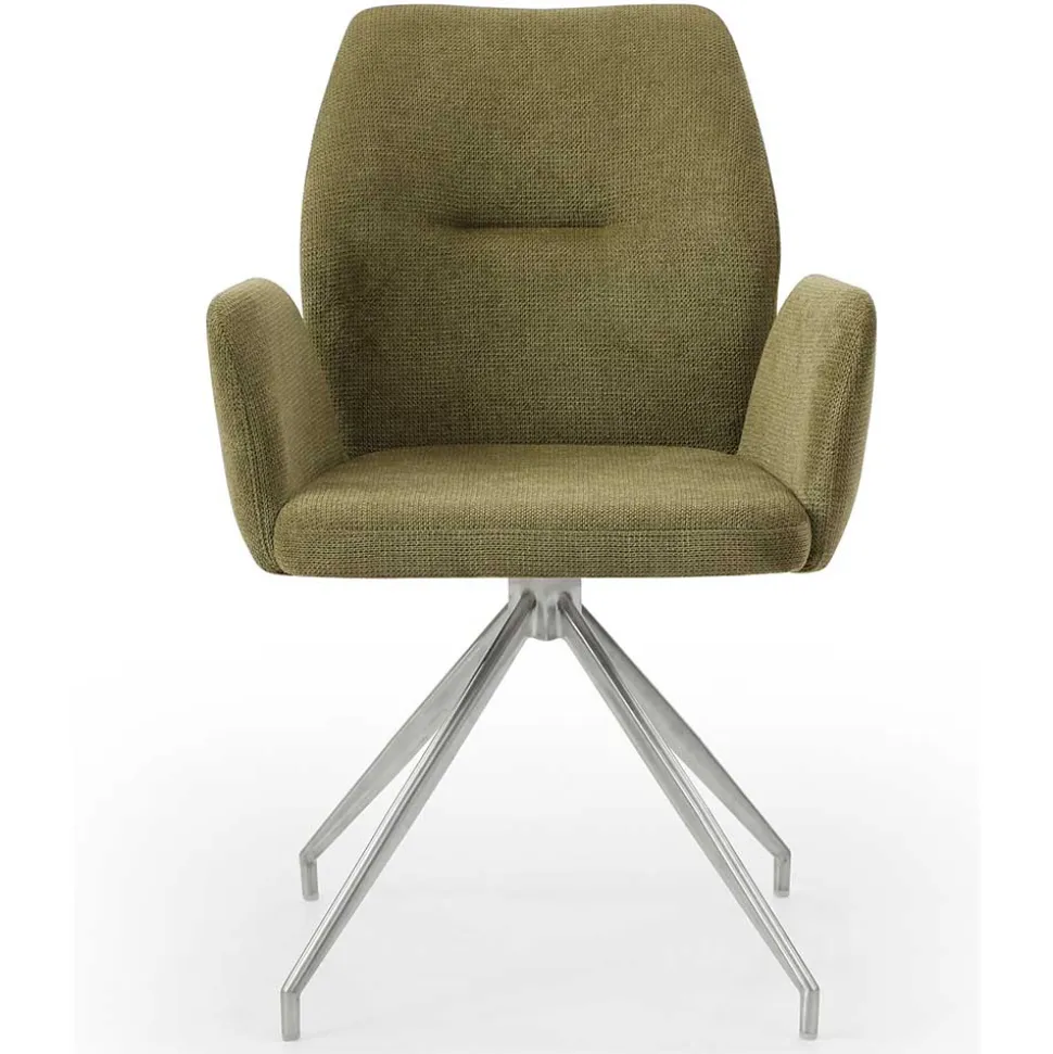 Drehbarer Armlehnenstuhl in Oliv Grün Strukturstoff - Senva