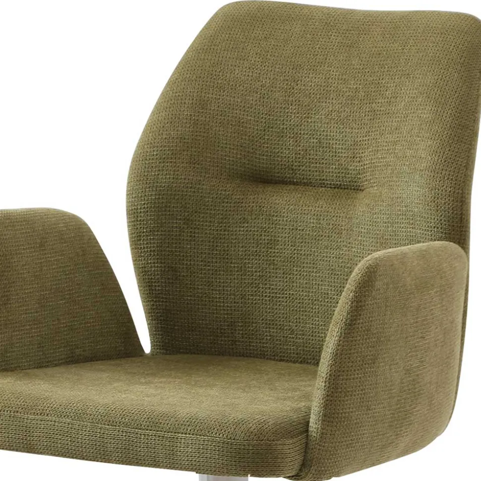 Drehbarer Armlehnenstuhl in Oliv Grün Strukturstoff - Senva
