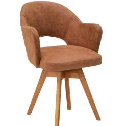 Drehbarer Armlehnenstuhl in Cognac Braun - Finallo