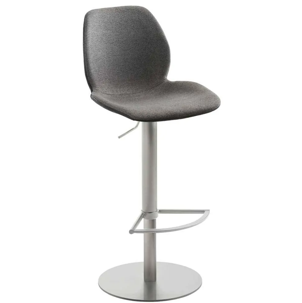 Drehbarer Barstuhl in Anthrazit & Edelstahl - Anturina